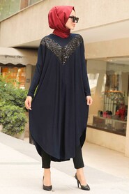 Navy Blue Hijab Tunic 400010L - 1