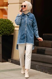 Navy Blue Hijab Tunic 40351L - 2