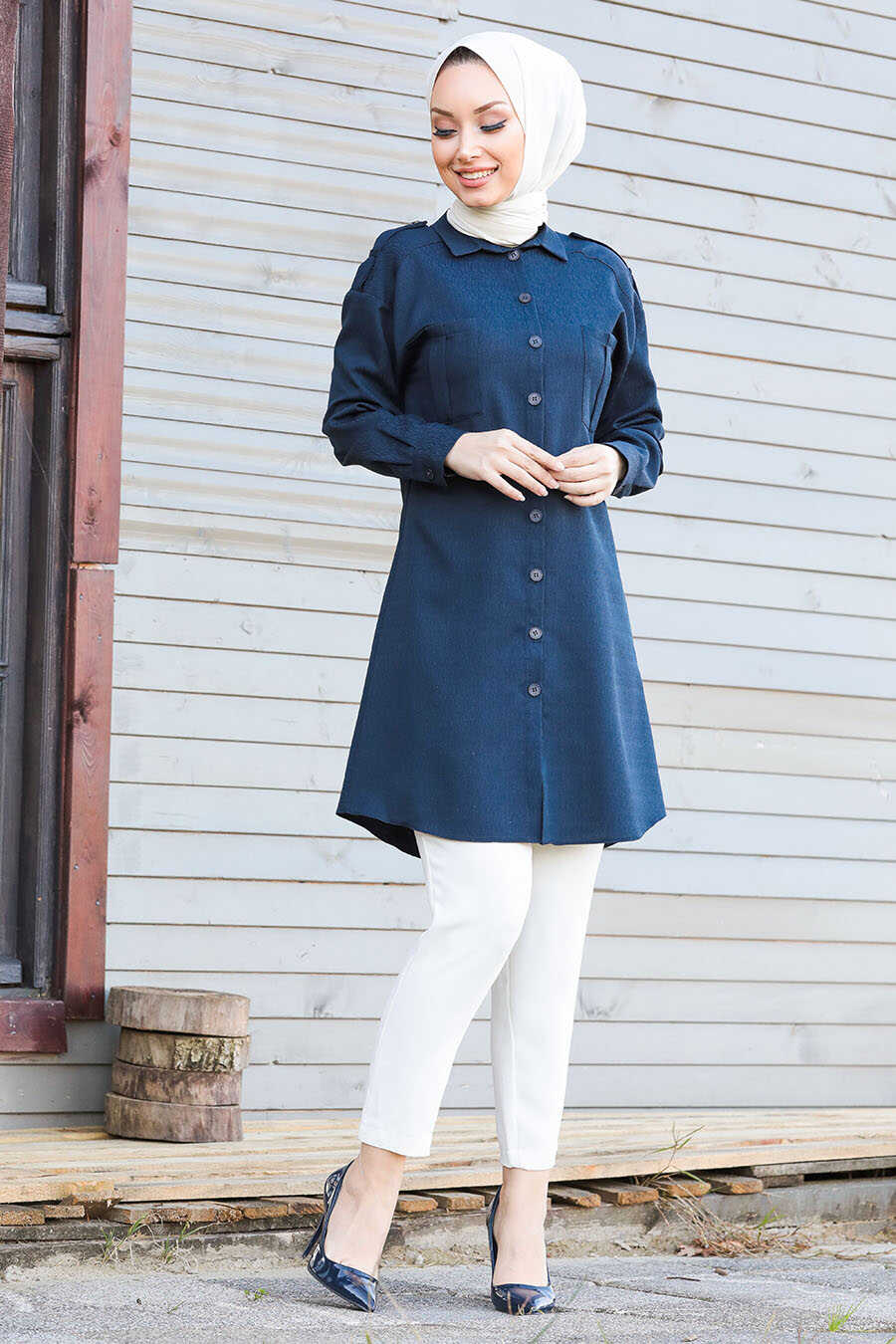 Navy Blue Hijab Tunic 56060L - Neva-style.com