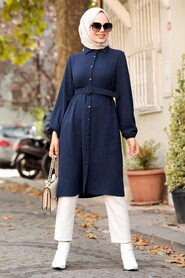 Navy Blue Hijab Tunic 5641L - 1