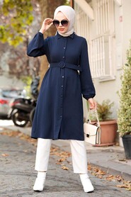 Navy Blue Hijab Tunic 5641L - 2