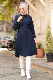 Navy Blue Hijab Tunic 5641L - 3