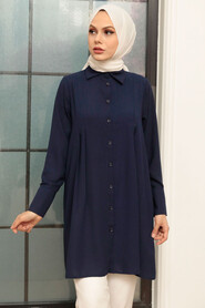 Navy Blue Hijab Tunic 5688L - NEVA STYLE