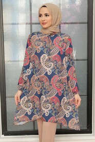 Navy Blue Hijab Tunic 5708L - NEVA STYLE