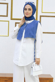 Navy Blue Hijab Tunic 9106L - 1