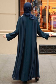 Navy Blue Hijab Turkish Abaya 347600L - 3