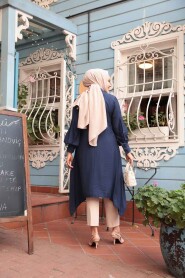 Navy Blue Islamic Clothing Tunic 615L - 2