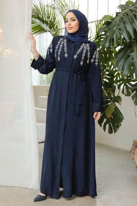 Navy Blue Modest Abaya 29104L - NEVA STYLE