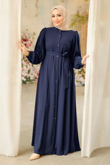 Navy Blue Modest Abaya 45277L - NEVA STYLE
