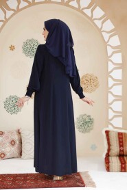 Navy Blue Modest Abaya 45294L - 5