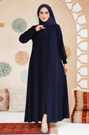 Navy Blue Modest Abaya 45294L - 2