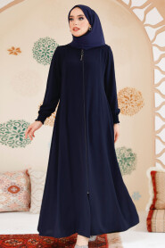 Navy Blue Modest Abaya 45294L - 4