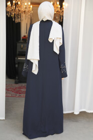 Navy Blue Modest Abaya For Women 29107L - 3