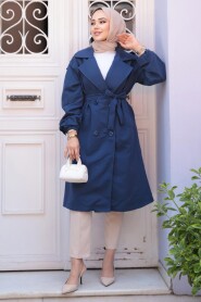 Navy Blue Modest Coat 62181L - 3