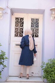 Navy Blue Modest Coat 62181L - 4