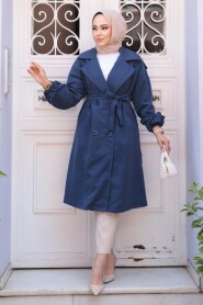 Navy Blue Modest Coat 62181L - 2