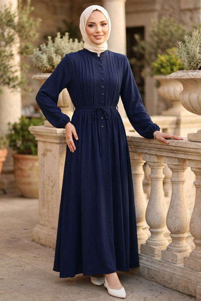Navy Blue Modest Dress 10320L - 