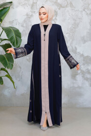 Navy Blue Modest Dubai Abaya 41568L - 3