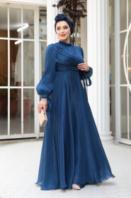 Navy Blue Modest Evening Gown 4823L - 2