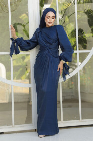 Navy Blue Modest Gown 47261L - 1