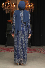 Navy Blue Modest Prom Dress 52052L - 4