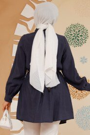 Navy Blue Modest Top 10025L - 4