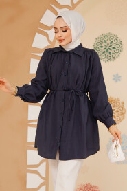Navy Blue Modest Top 10025L - 2