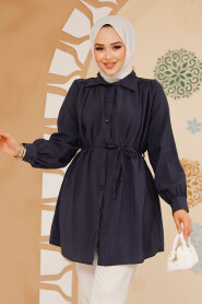 Navy Blue Modest Top 10025L - 3