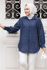 Navy Blue Modest Top 10113L - 2