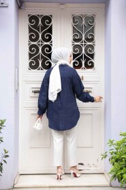 Navy Blue Modest Top 10113L - 3