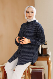 Navy Blue Modest Top 30702L - 2