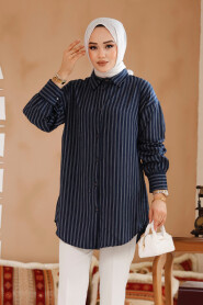 Navy Blue Modest Top 30702L - 3