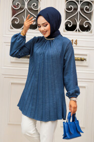 Navy Blue Modest Top 41391L - 1