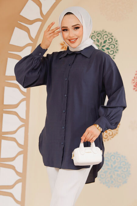 Navy Blue Modest Tunic 10059L - NEVA STYLE