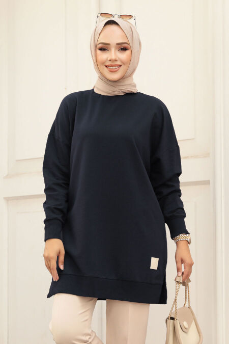 Navy Blue Modest Tunic 30644KL - NEVA STYLE