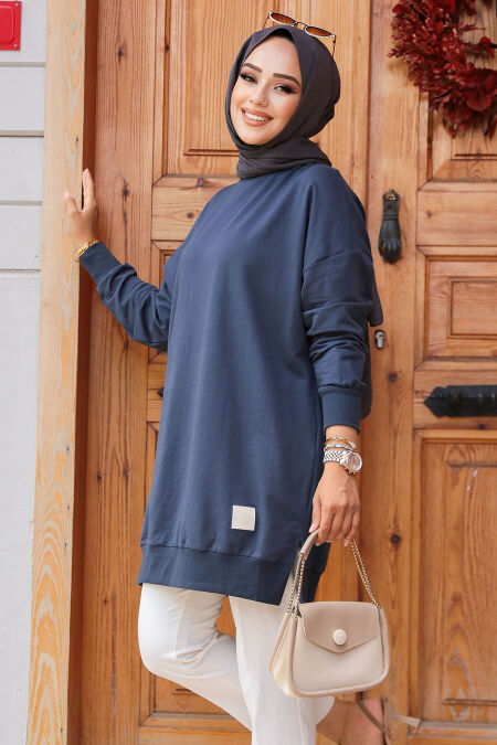 Navy Blue Modest Tunic 30644L - NEVA STYLE