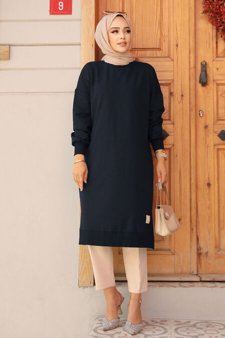 Navy Blue Modest Tunic 30645KL - NEVA STYLE
