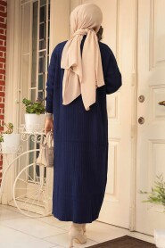 Navy Blue Women Knitwear Dress 34310L - 3