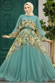  Almond Green Hijab Dress 39822CY - 1
