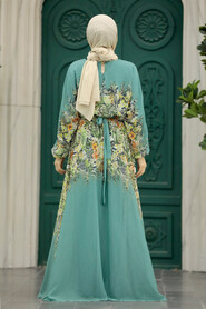  Almond Green Hijab Dress 39822CY - 3