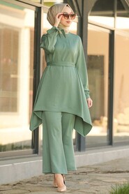  Almond Green Hijab Dual Suit Dress 11280CY - 1