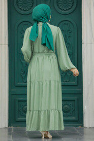  Almond Green Hijab For Women Dress 1929CY - 3