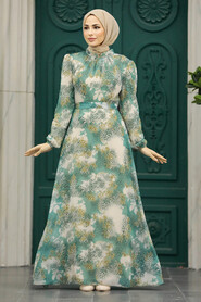  Almond Green Hijab For Women Dress 27944CY - 1