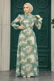  Almond Green Hijab For Women Dress 27944CY - 2
