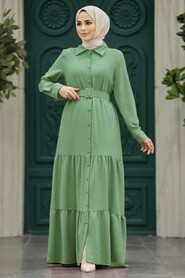  Almond Green Hijab For Women Dress 5849CY - NEVA STYLE