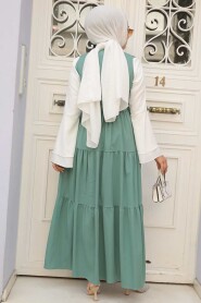 Almond Green Hijab Gilet Dress 577CY - 3