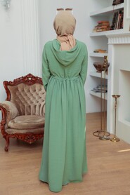  Almond Green Hijab Maxi Dress 13260CY - 2