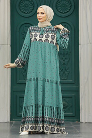  Almond Green Hijab Maxi Dress 50094CY - 2