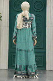  Almond Green Hijab Maxi Dress 50094CY - 3