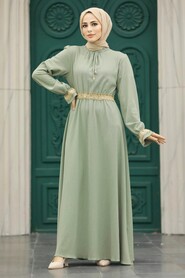  Almond Green Hijab Maxi Dress 5852CY - 2